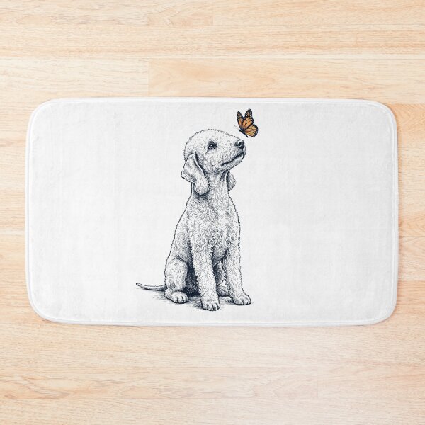 Item preview, Vintage Bedlington Terrier with Butterfly Dog Lover designed and sold by DoodleTortle.