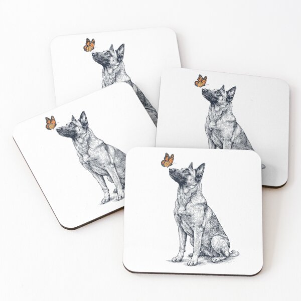 Item preview, Vintage Belgian Shepherd with Butterfly Dog Lover designed and sold by DoodleTortle.