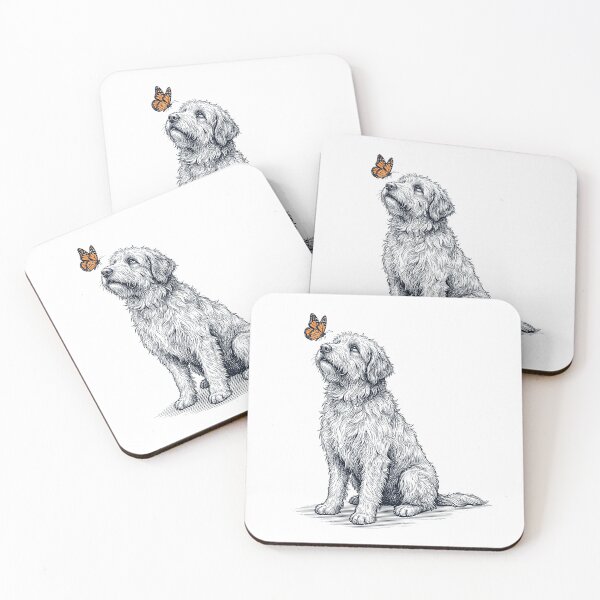 Item preview, Vintage Bergamasco Shepherd with Butterfly Dog Lover designed and sold by DoodleTortle.