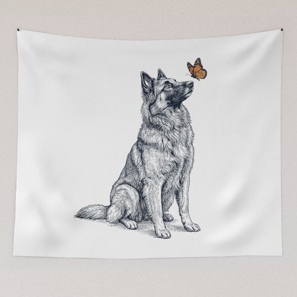 Item preview, Vintage Belgian Tervuren with Butterfly Dog Lover designed and sold by DoodleTortle.