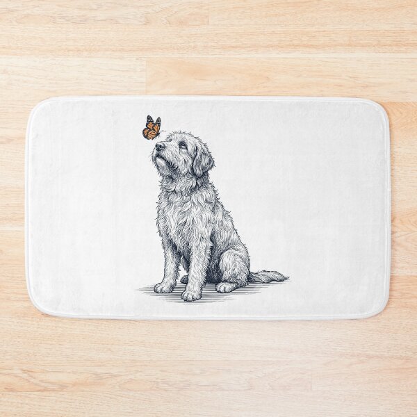 Item preview, Vintage Bergamasco Shepherd with Butterfly Dog Lover designed and sold by DoodleTortle.