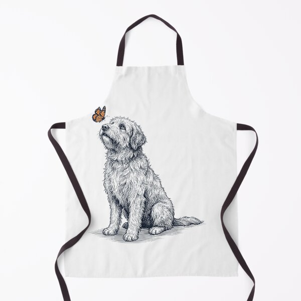 Item preview, Vintage Bergamasco Shepherd with Butterfly Dog Lover designed and sold by DoodleTortle.