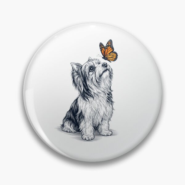 Item preview, Vintage Biewer Terrier with Butterfly Dog Lover designed and sold by DoodleTortle.