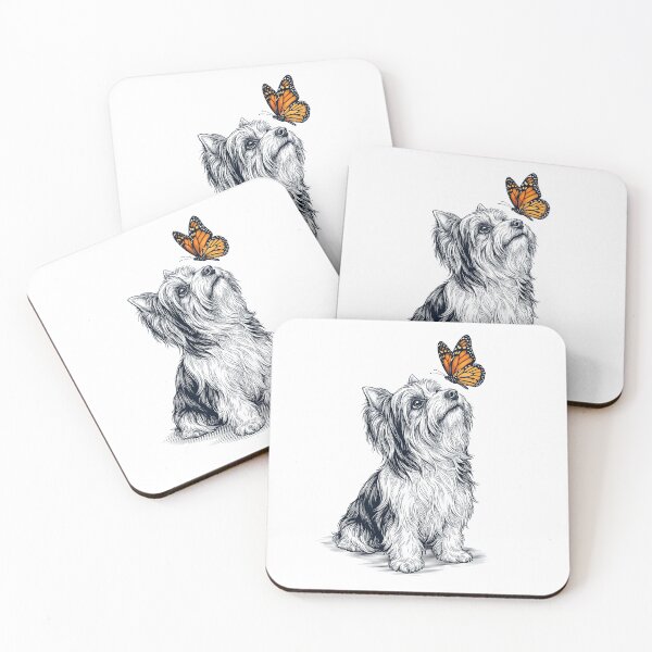 Item preview, Vintage Biewer Terrier with Butterfly Dog Lover designed and sold by DoodleTortle.