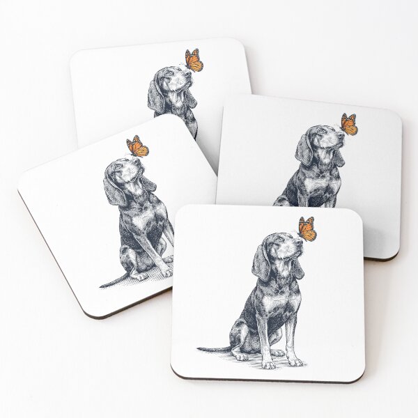 Item preview, Vintage Black and Tan Coonhound with Butterfly Dog Lover designed and sold by DoodleTortle.