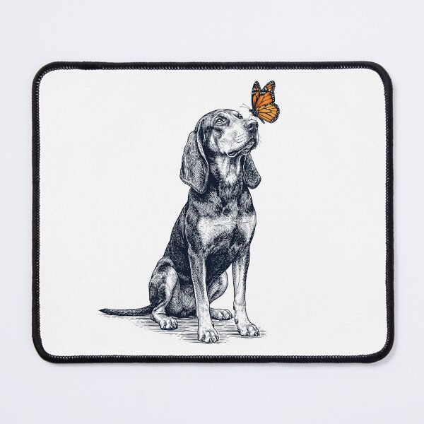 Item preview, Vintage Black and Tan Coonhound with Butterfly Dog Lover designed and sold by DoodleTortle.