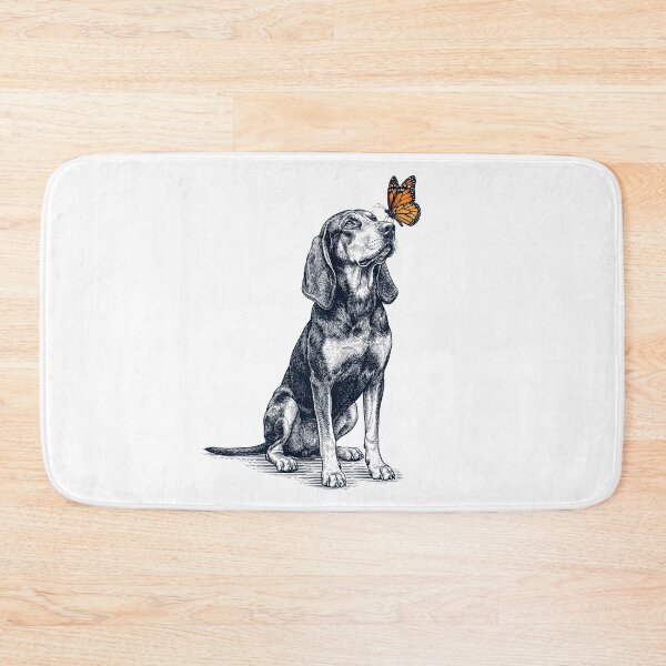Item preview, Vintage Black and Tan Coonhound with Butterfly Dog Lover designed and sold by DoodleTortle.