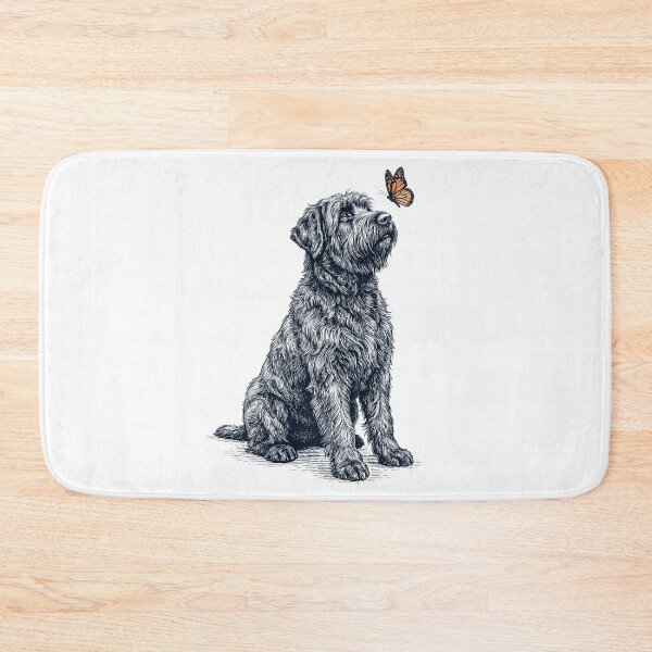 Aperçu de l'œuvre Terrier noir russe vintage avec papillon, amoureux des chiens créée et vendue par DoodleTortle.