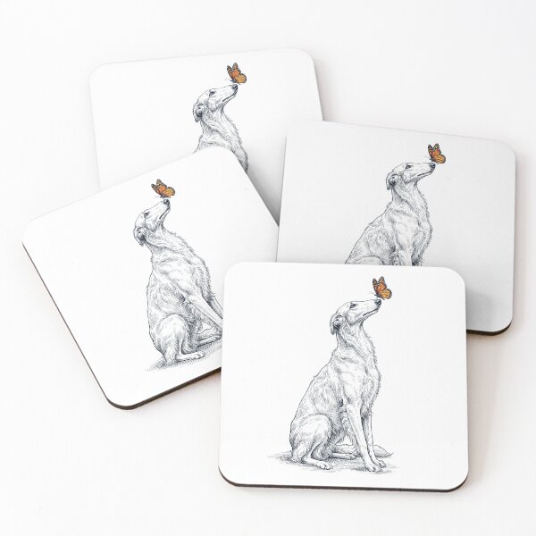Item preview, Vintage Borzoi with Butterfly Dog Lover designed and sold by DoodleTortle.