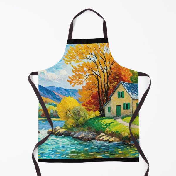 Item preview, House in Autumn by the Stream  designed and sold by Undersea Ai Art.