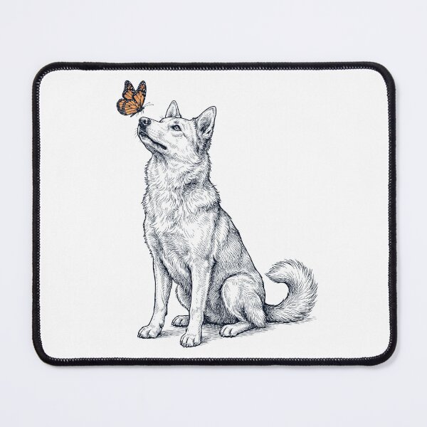 Item preview, Vintage Canaan Dog with Butterfly Dog Lover designed and sold by DoodleTortle.