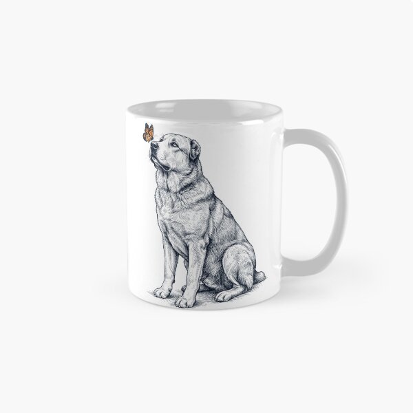 Item preview, Vintage Central Asian Shepherd Dog with Butterfly Dog Lover designed and sold by DoodleTortle.