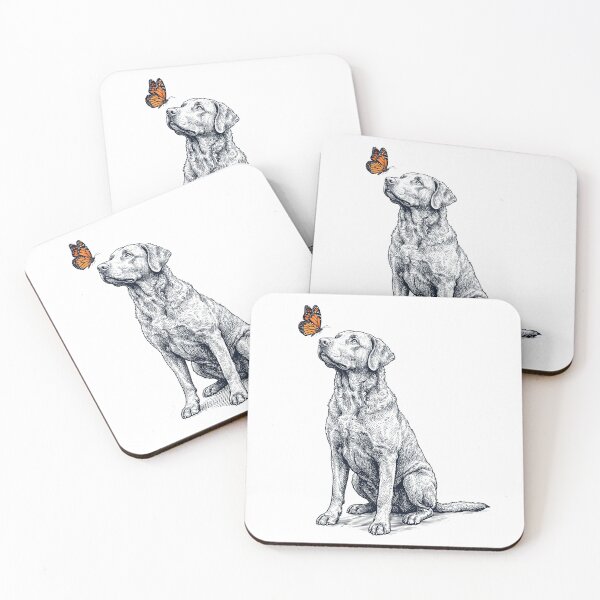 Item preview, Vintage Chesapeake Bay Retriever with Butterfly Dog Lover designed and sold by DoodleTortle.