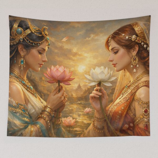 Item preview, Sisters with Lotus Flower designed and sold by Sigtrix.