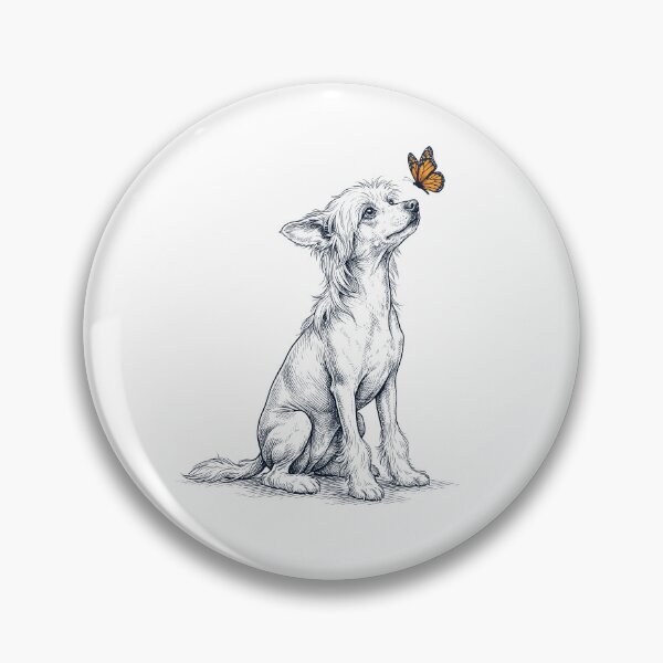 Item preview, Vintage Chinese Crested Dog with Butterfly Dog Lover designed and sold by DoodleTortle.