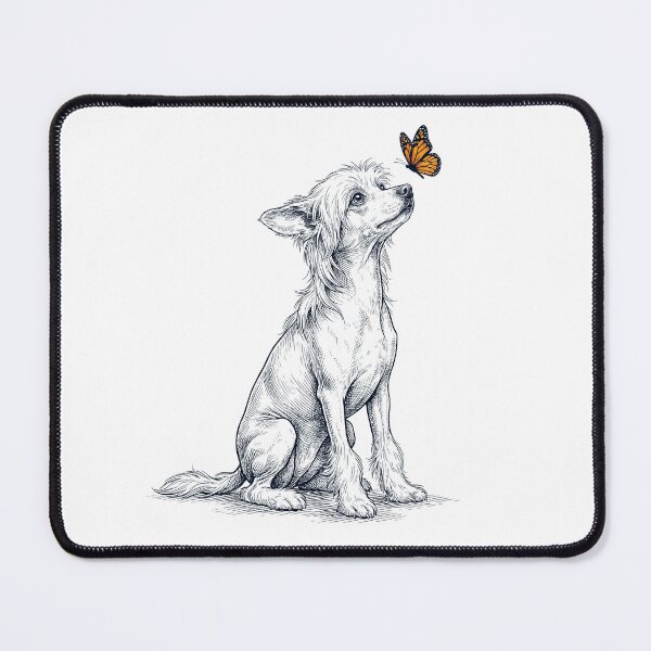 Item preview, Vintage Chinese Crested Dog with Butterfly Dog Lover designed and sold by DoodleTortle.