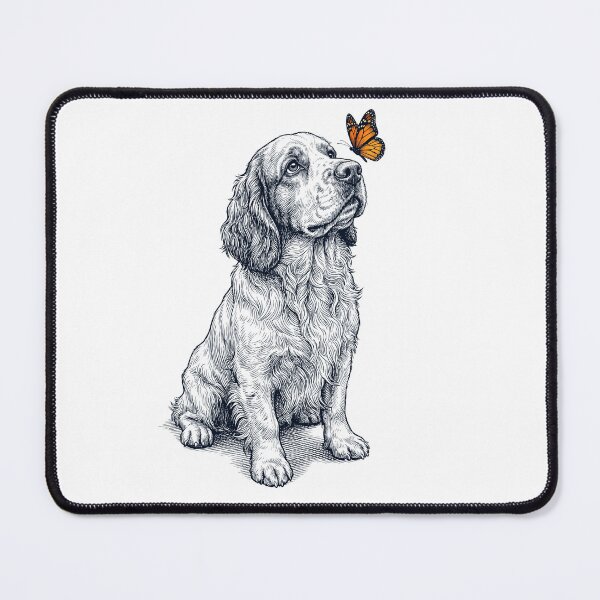 Item preview, Vintage Clumber Spaniel with Butterfly Dog Lover designed and sold by DoodleTortle.