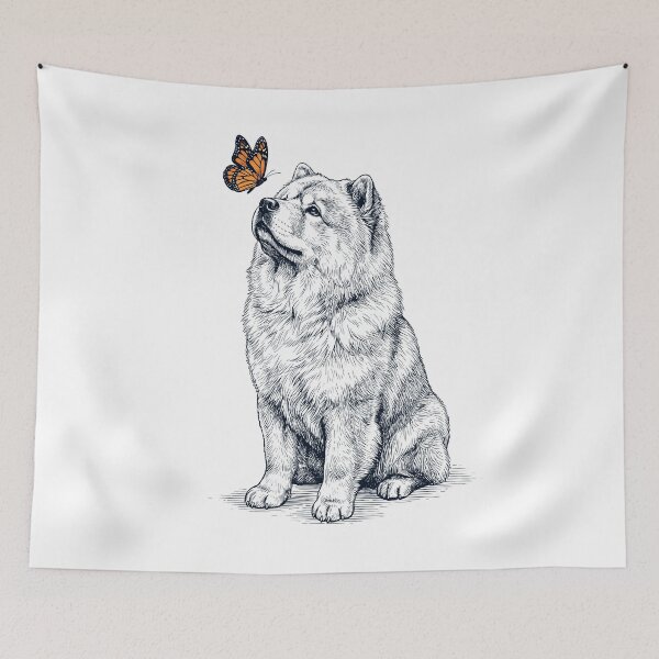 Item preview, Vintage Chow Chow with Butterfly Dog Lover designed and sold by DoodleTortle.