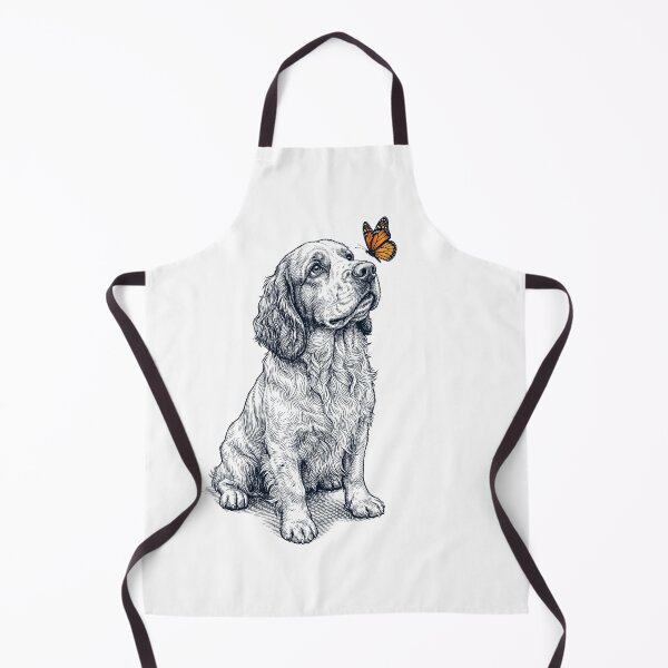 Item preview, Vintage Clumber Spaniel with Butterfly Dog Lover designed and sold by DoodleTortle.