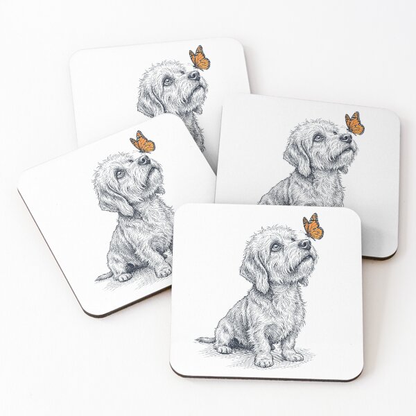 Item preview, Vintage Dandie Dinmont Terrier with Butterfly Dog Lover designed and sold by DoodleTortle.