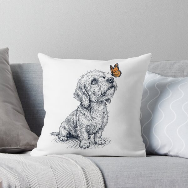 Item preview, Vintage Dandie Dinmont Terrier with Butterfly Dog Lover designed and sold by DoodleTortle.