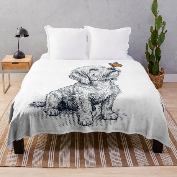 Item preview, Vintage Dandie Dinmont Terrier with Butterfly Dog Lover designed and sold by DoodleTortle.