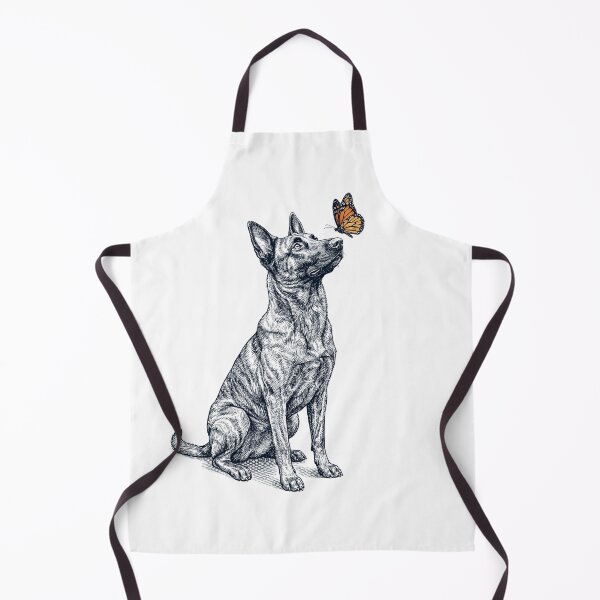 Aperçu de l'œuvre Berger hollandais vintage avec papillon, amoureux des chiens créée et vendue par DoodleTortle.