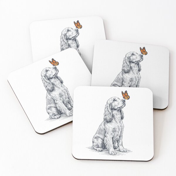 Item preview, Vintage English Cocker Spaniel with Butterfly Dog Lover designed and sold by DoodleTortle.