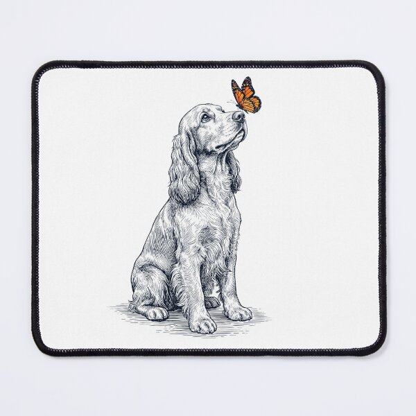 Item preview, Vintage English Cocker Spaniel with Butterfly Dog Lover designed and sold by DoodleTortle.