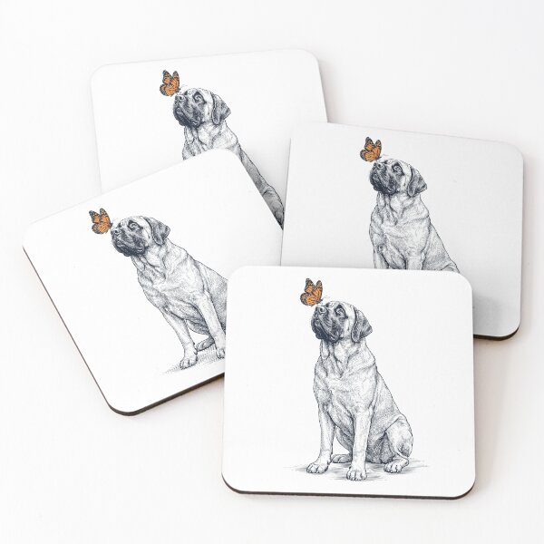 Artikelvorschau, Vintage-Englischer Mastiff mit Schmetterling für Hundeliebhaber entworfen und verkauft von DoodleTortle.