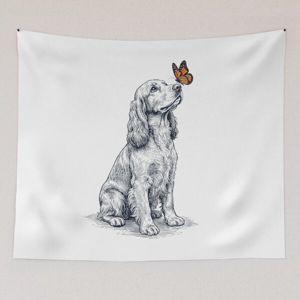 Item preview, Vintage English Cocker Spaniel with Butterfly Dog Lover designed and sold by DoodleTortle.