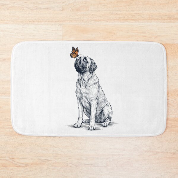 Artikelvorschau, Vintage-Englischer Mastiff mit Schmetterling für Hundeliebhaber entworfen und verkauft von DoodleTortle.