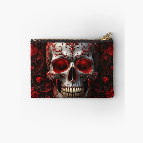 Item preview, Red Gothic skull with floral elegance designed and sold by WonderPiks.
