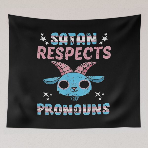 Item preview, Satan Respects Pronouns Funny Transgender Pride Goth Vintage designed and sold by Namerreh59Art.