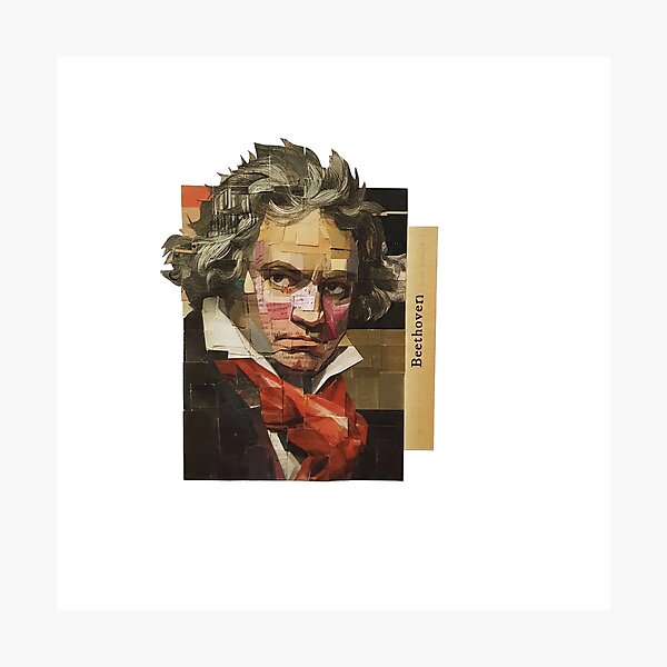 Item preview, Beethoven – Musical Collage Portrait Art Print | Classical Music Composer Poster designed and sold by OzzFrequency.
