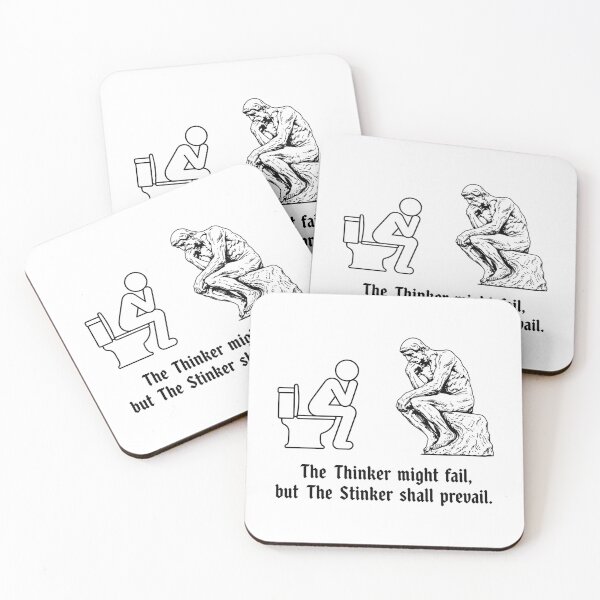 Item preview, The Stinker Shall Prevail. Funny Philosophy Meme. Rodin Thinker Parody. Absurd Humor Art. designed and sold by MalisoStickers.