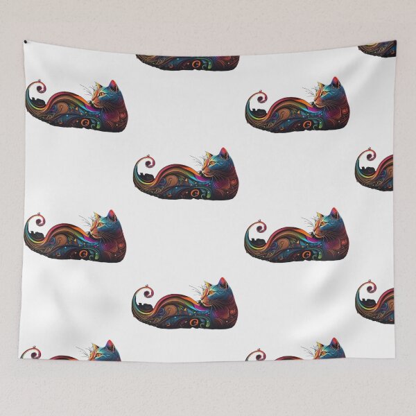 Item preview, Rainbow Kitten in Falling Petals - Vibrant Colorful Cat designed and sold by Pani Kara.