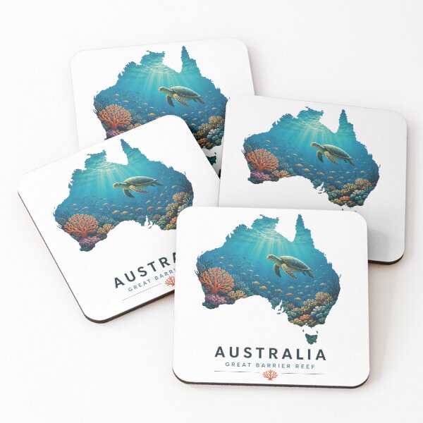 Item preview, Australia Great Barrier Reef Sea Turtle Map Travel Sticker designed and sold by pod24.
