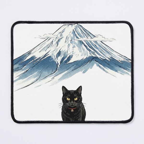 Item preview, Black Cat & Mount Fuji Japanese Minimal Ukiyo-e Art Print designed and sold by vekotpu.