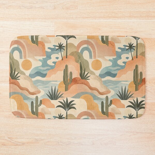 Item preview, Retro Coastal Desert Seamless Pattern | Mid Century Abstract Landscape Tile | Boho Beach Desert Wallpaper & Fabric Design designed and sold by AnimalAirtistry.