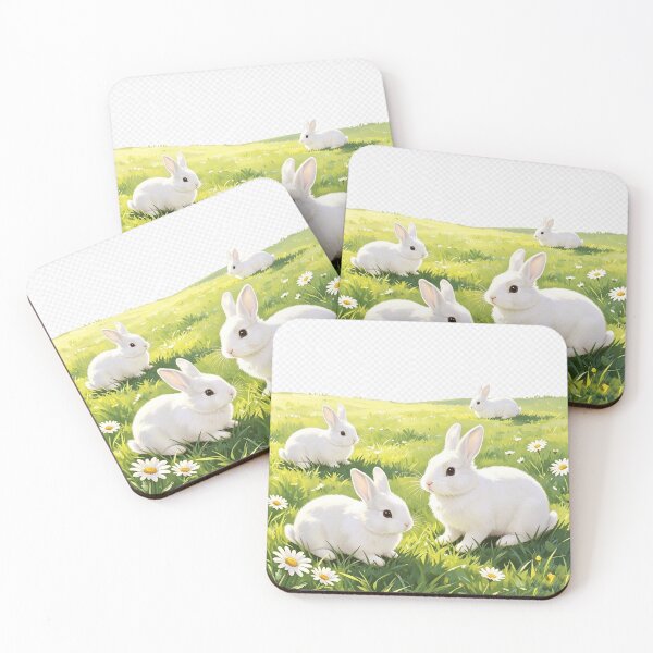 Item preview, Cute White Bunnies in Soft Green Garden  designed and sold by AwakenFah.