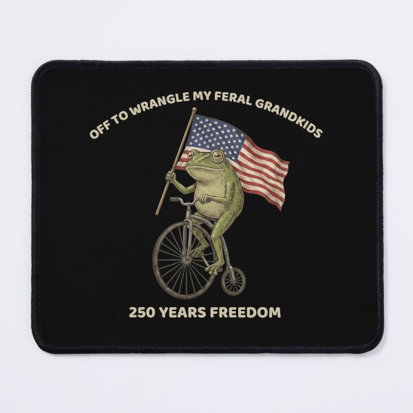 Item preview, Off To Wrangle My Feral Grandkids Funny Frog Vintage USA Flag designed and sold by haitrieuic96.