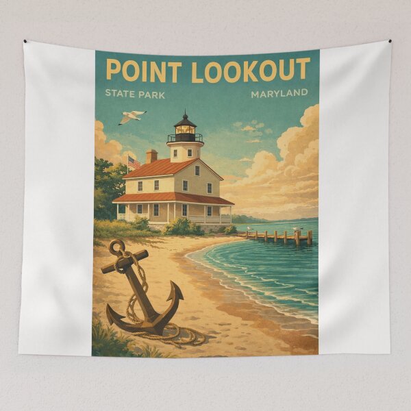 Item preview, Point Lookout Lighthouse Maryland Chesapeake Waterfront Scene designed and sold by Places On Earth.