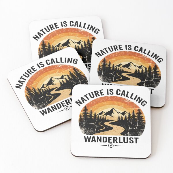 Item preview, Nature Is Calling Wanderlust Retro Mountain Adventure Vintage Hiking Travel T-Shirt Sticker designed and sold by RelateAndTee.