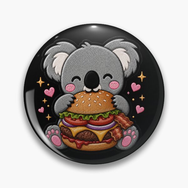 Item preview, Kawaii Koala Burger Embroidery Patch Cute Chibi designed and sold by ColorSplash123.