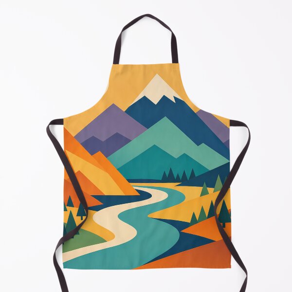 Item preview, Geometric Mountain Valley with Winding River designed and sold by InkSmithery.