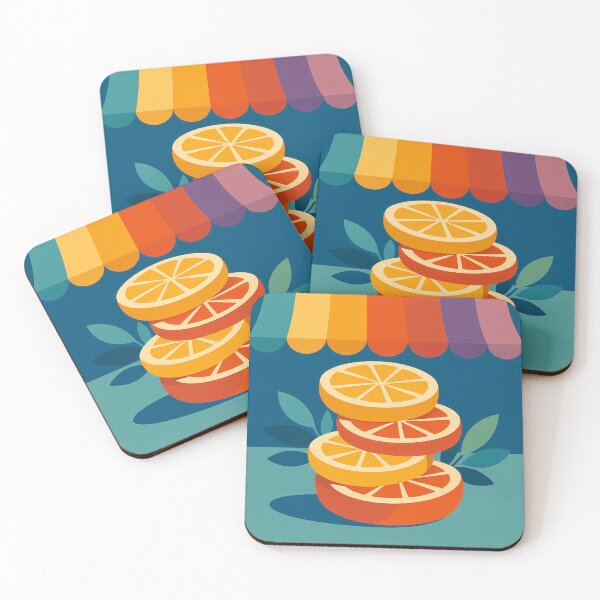 Item preview, Stacked Citrus Slices Under Colourful Market Awning designed and sold by InkSmithery.