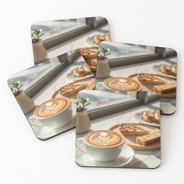 Item preview, latte art, natural window lighting, warm realistic tones designed and sold by Senglaopattern.
