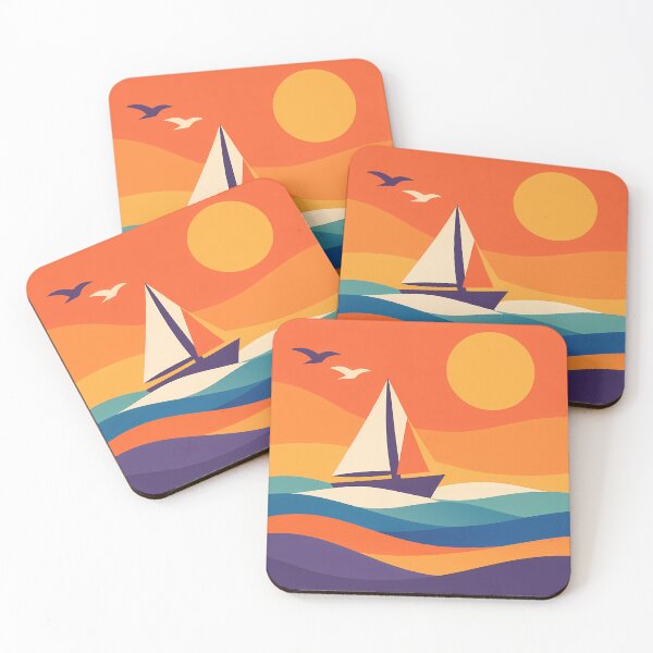 Item preview, Colour Block Yacht at Sunset designed and sold by InkSmithery.