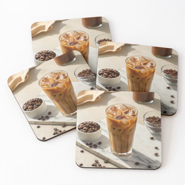 Item preview, iced coffee, minimal composition, warm realistic tone designed and sold by Senglaopattern.